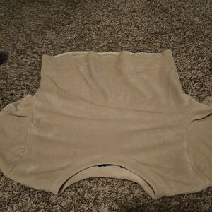 Beige velvet xl crop top